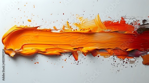 Vibrant Orange Paint Stroke on White Background