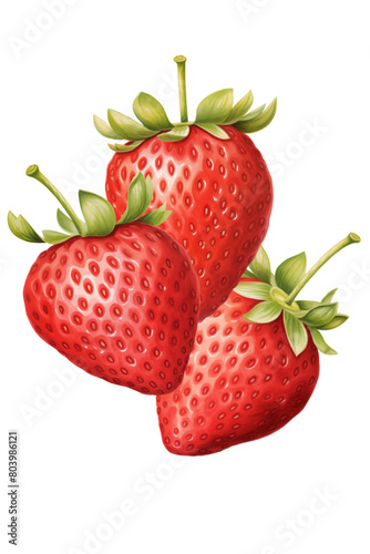 Levitation of strawberries isolated on a transparent background.