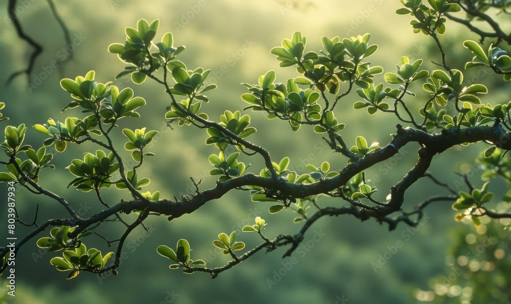 Fototapeta premium The branches of a bush fan out in all directions in a clearing
