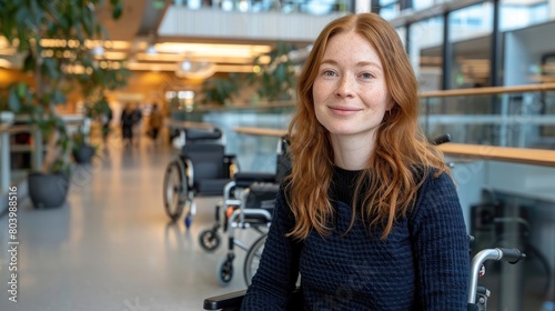 A woman in a wheelchair is smiling at the camera