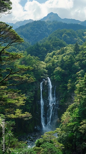 Majestic view of waterfall amidst forest