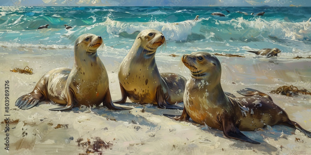 Fototapeta premium Sea Lions on the beach