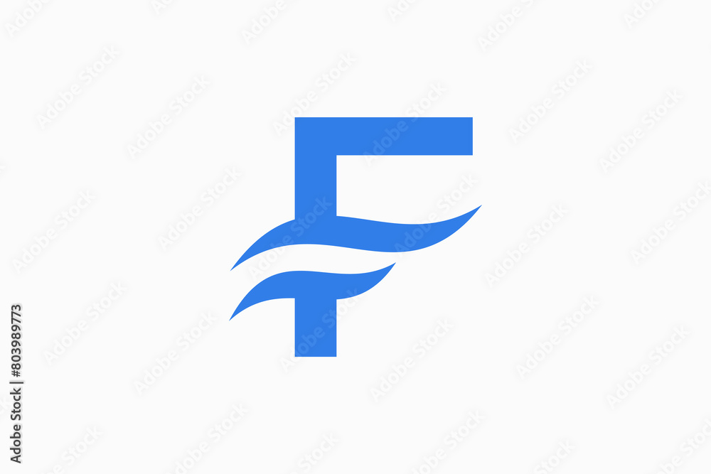 Letter F Waves Vector Logo Premium 