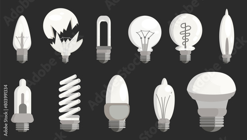 various types of glass light bulb lamps