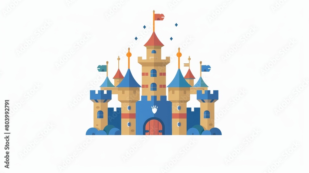 simple medieval castle Logo illustration vector design template