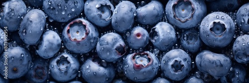 Close up of ripe blueberries in forest or plantation. Summer fruits blueberry background, food photography. photo