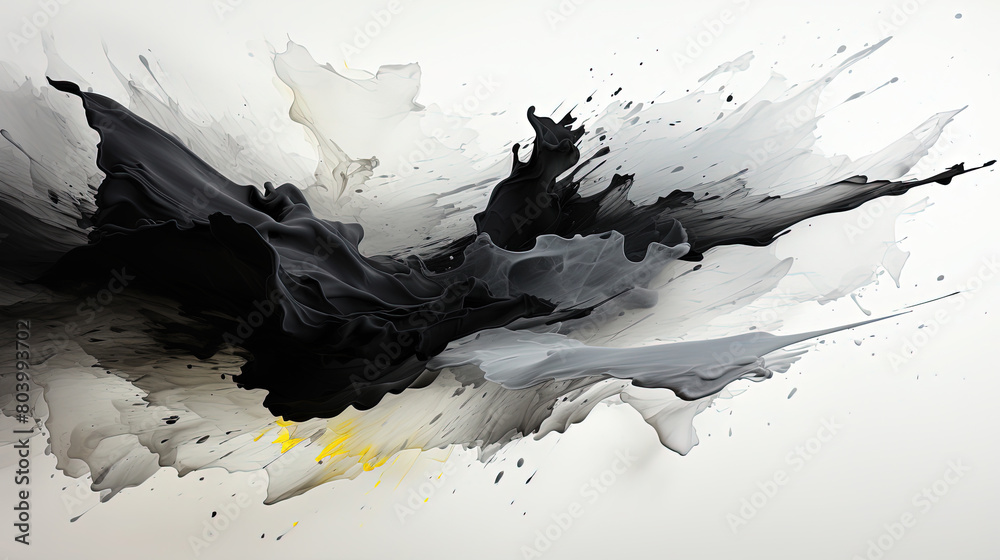 Obraz premium Abstract Art of White and Black Oil Paint Brush Stroke on Background