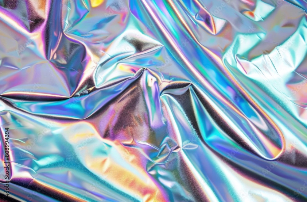 Fototapeta premium Beautiful distorted holographic silver foil