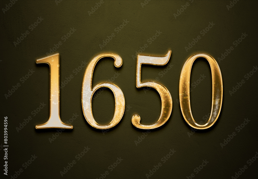 Old gold effect of 1650 number with 3D glossy style Mockup. Old gold effect of 1650 number with 3D glossy style Mockup.