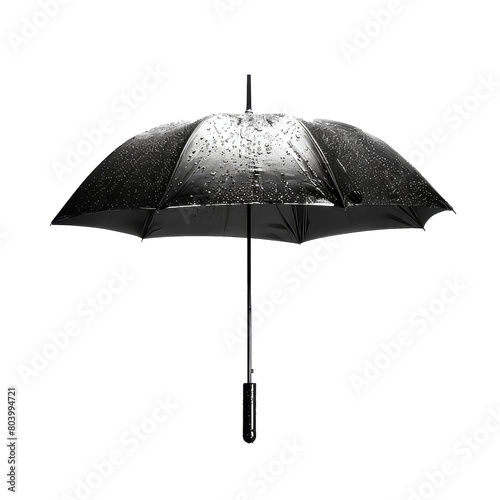A black umbrella with a gold handle