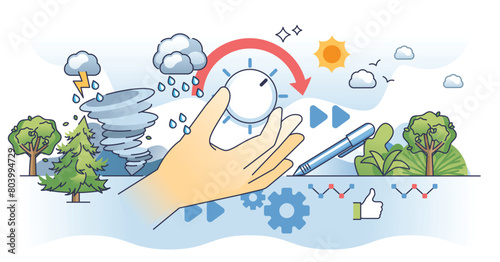 Change management and transformation process leading outline hands concept. Strategy and plan for evolution and improvement vector illustration. Problem solution with strong leadership decisions.