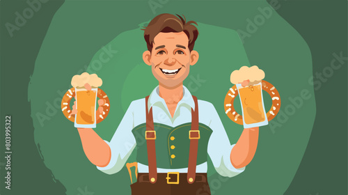 Young man in traditional German clothes with beer 
