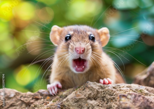 Close-Up of Cute Spotted Rodent on Rock in Natural Habitat