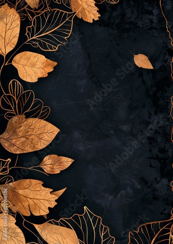 Wallpaper Mural Dark textured background with metallic gold leaf design Torontodigital.ca