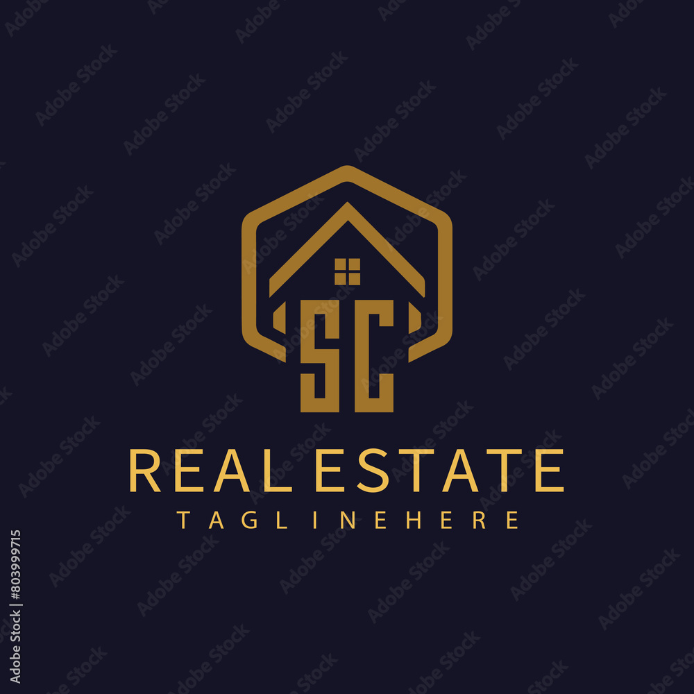 SC initial monogram logo for real estate with home shape creative design. SC initial monogram logo for real estate with home shape creative design.
