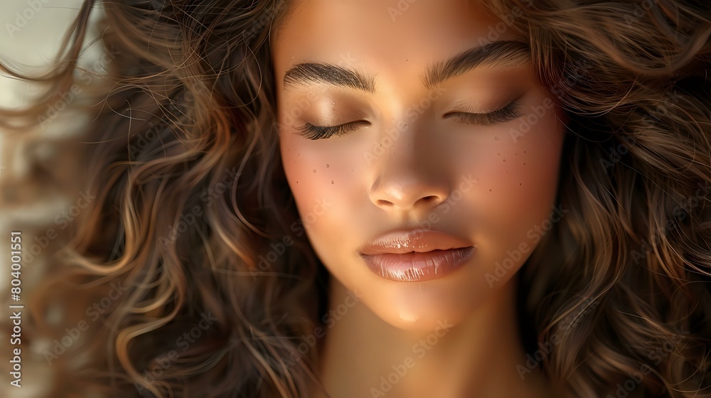 Aesthetic Elegance: A Striking Portrait with a Focus on Hair and Facial Features