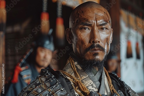 Wallpaper Mural A historic warrior in traditional armor gazing intensely, evoking a sense of age-old valor Torontodigital.ca