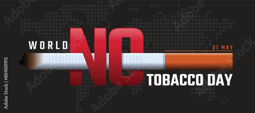 World no tobacco day - Text with NO letter corss cigarette on dot world map texture background vector design