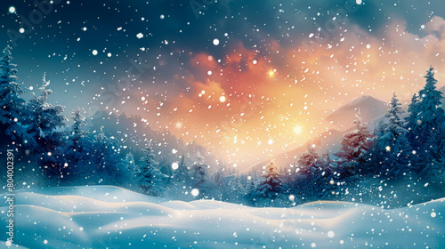 Merry Christmas and warm wishes, winter background © senadesign