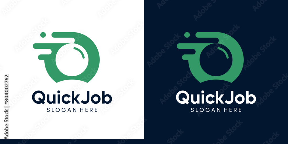 Quick job logo design. People recruitment logo with fast design graphic symbol icon vector. Quick job logo design. People recruitment logo with fast design graphic symbol icon vector.