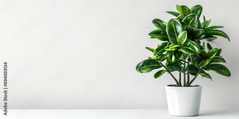 Fototapeta premium Lush green plant standing proudly in a sleek white pot