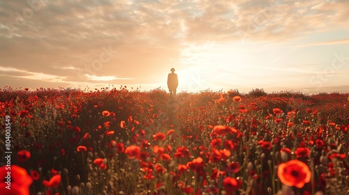Field of Red Poppies on Armistice Day: A Solemn Commemoration photo