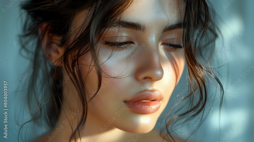 Sensual Aesthetics: A Striking Portrait of a Woman with Flowing Hair Sensual Aesthetics: A Striking Portrait of a Woman with Flowing Hair