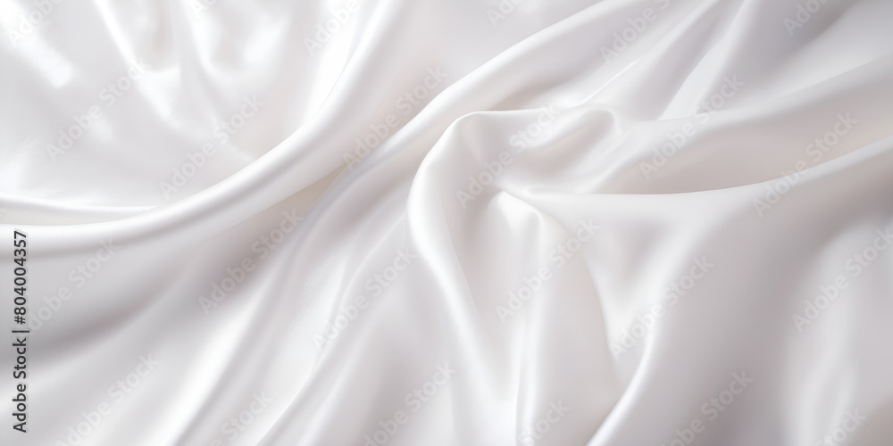 Obraz premium A white fabric with a pattern of waves. The fabric is smooth and silky. The waves are gentle and flowing, giving the fabric a sense of calmness and serenity