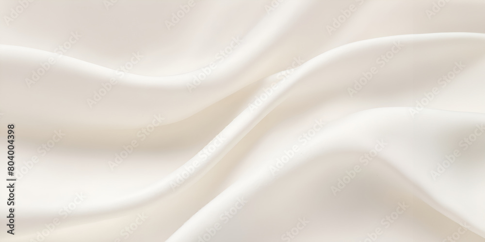 A white fabric with a pattern of waves. The fabric is smooth and silky. The waves are gentle and flowing, giving the fabric a sense of calmness and serenity