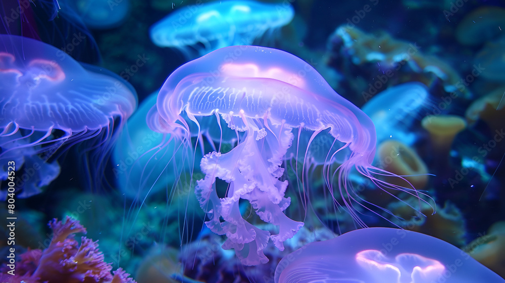 Naklejka premium closeup purple jellyfish