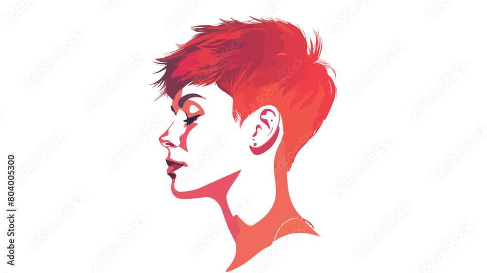 Young woman with beautiful short hair on white background