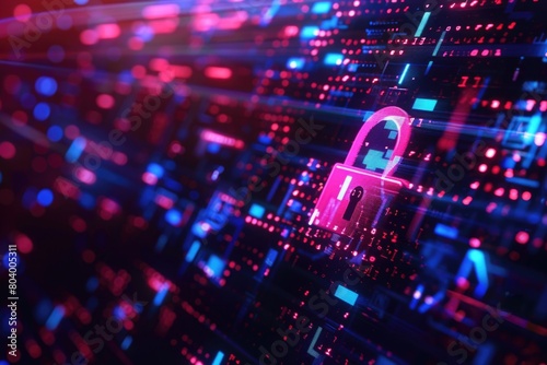 Image of a computer screen with a lock icon. Suitable for cybersecurity concepts © Ева Поликарпова