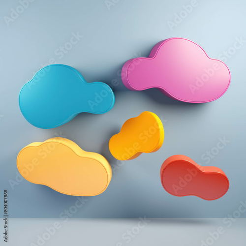Cloud 3D colorful speech bubble for communication and dialogue, Chat bubble, Text box, or Social media element