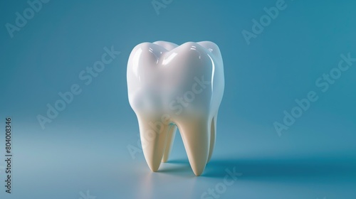 A single white tooth against a blue backdrop. Ideal for dental or healthcare concepts