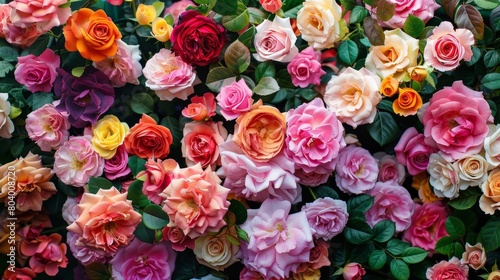 Lots of colorful rose flowers background 