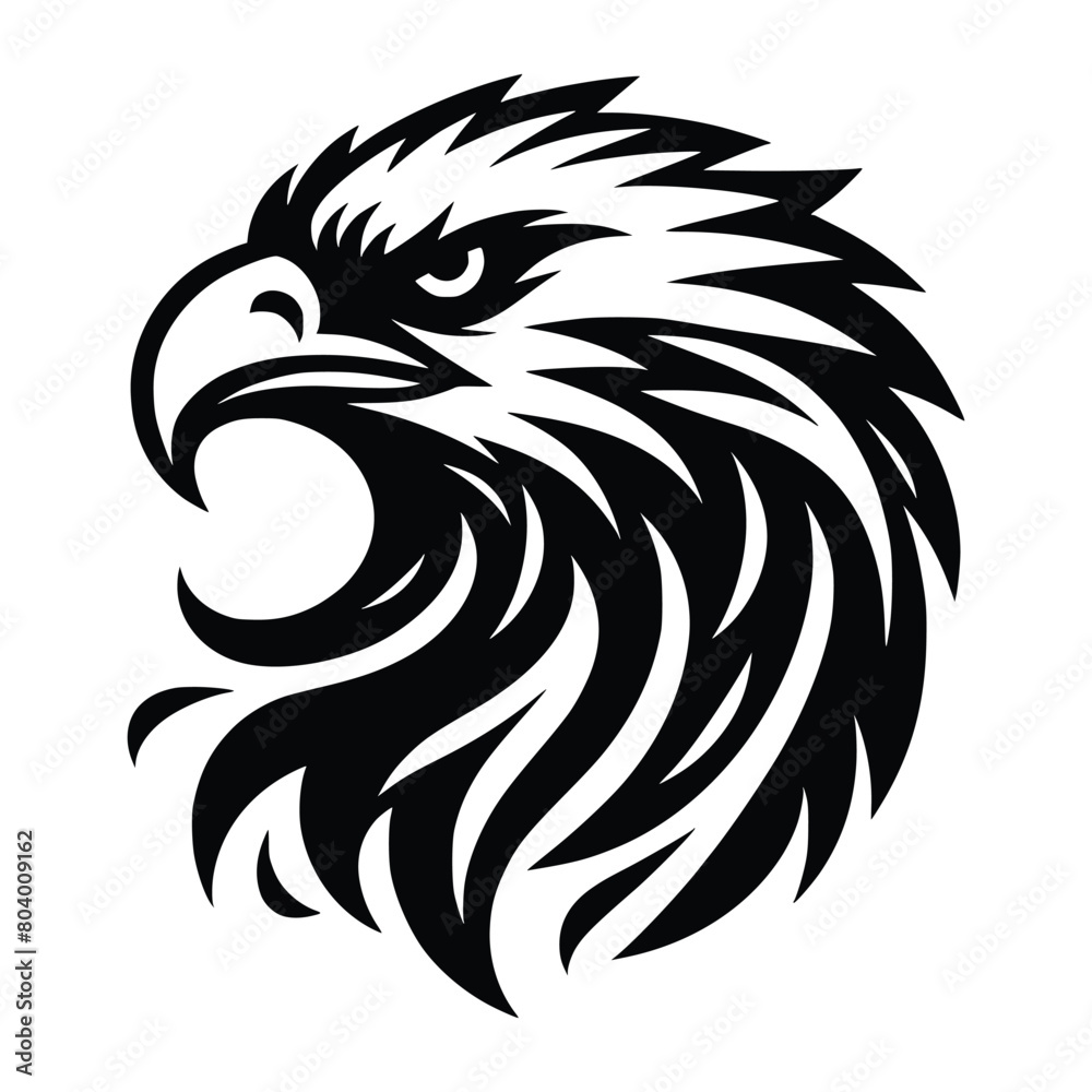 eagle head face logo vector illustration minimalist design template. also can use for t- shirt, emblem, tattoo and more