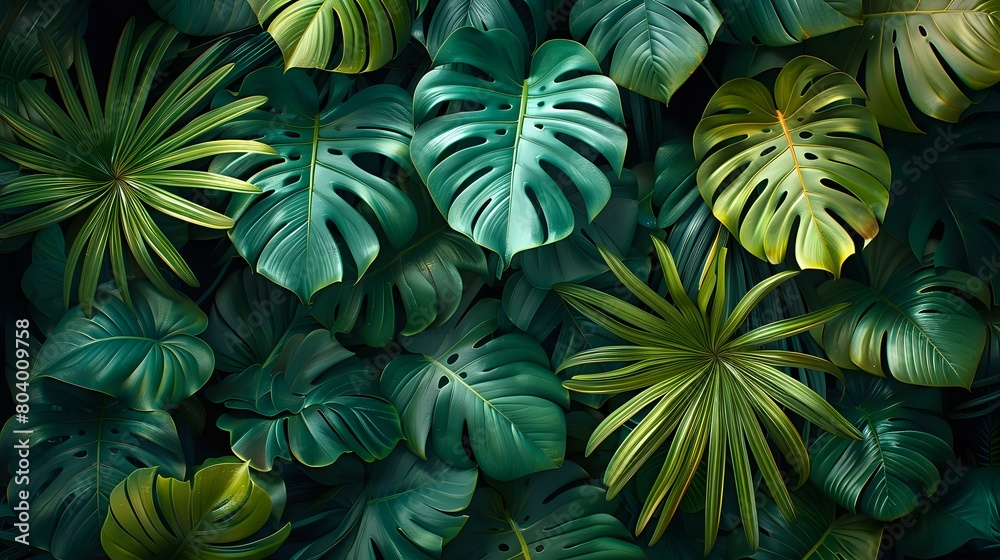 Mystical Jungle Leaves: A Serene and Balanced Composition Mystical Jungle Leaves: A Serene and Balanced Composition