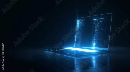 Holographic blue futuristic technology particle background
