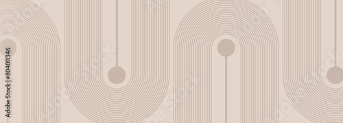 Beige delicate abstract geometric vector background with circular lines.