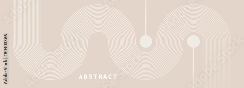 Beige delicate abstract geometric vector background with circular lines.