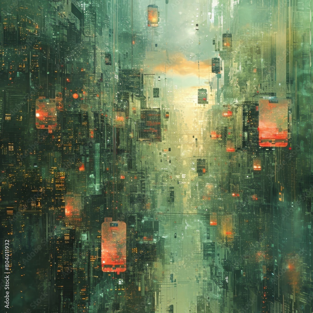 Digital Dreamscape of Floating Phones Digital Dreamscape of Floating Phones