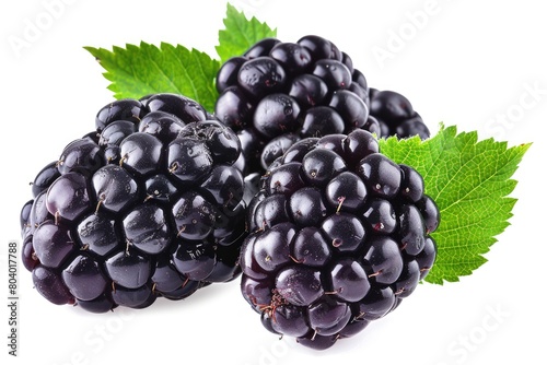 Blackberry fruit isolated on a white backdrop picture. Generative Ai