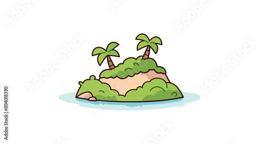 Hand drawn cartoon island illustration material on the sea
