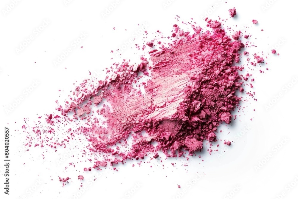Close up of pink eye shadow on white surface. Perfect for beauty and makeup industry