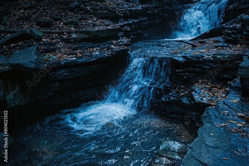 A serene waterfall in a lush forest setting. Perfect for nature and relaxation concepts