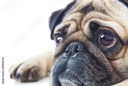 A pug dog with a sad expression. Suitable for pet-related designs