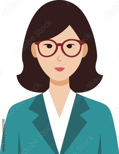 A woman in a business suit is wearing glasses Vector illustration