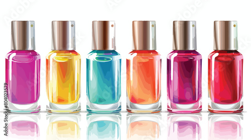 Bottles of nail polishes on white background Vector style