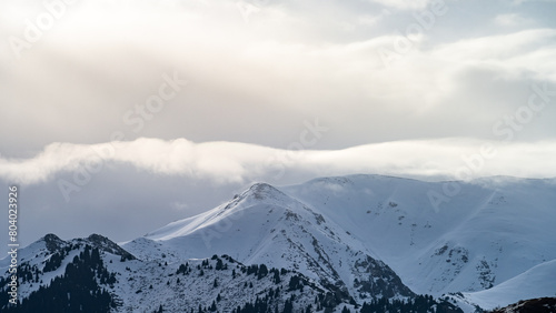 winter in the mountains. snowy mountain peaks
