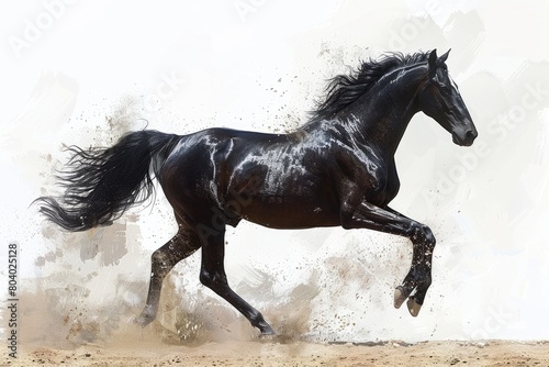 Horse against a lone, white background. Generative Ai © Mimix